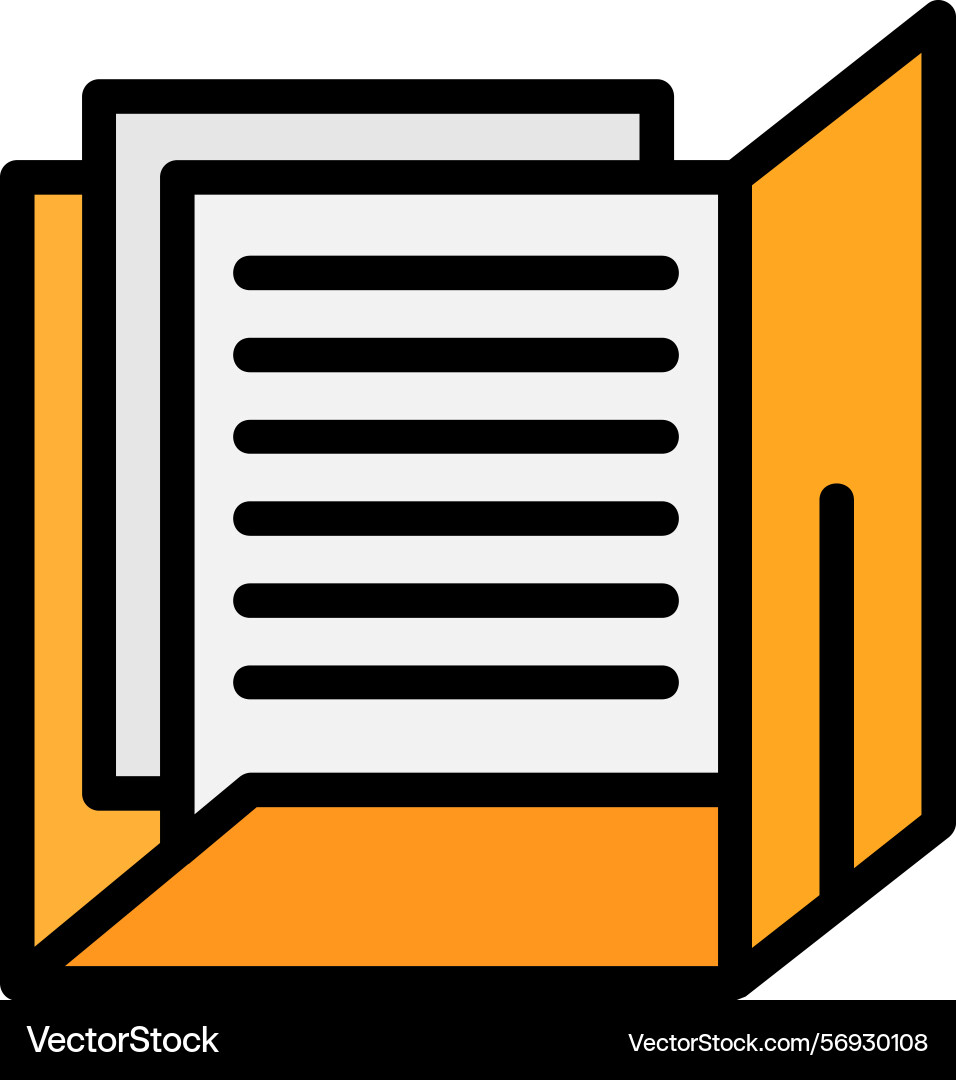 Document folder line filled style icon design vector image