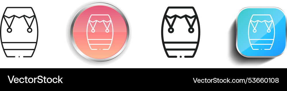 Drum icon thin linear regular and button style vector image