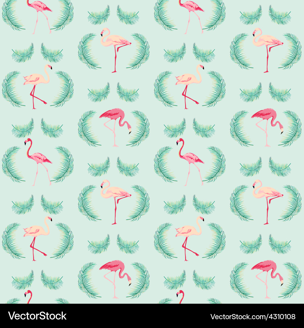 Flamingo bird background - retro seamless pattern vector image