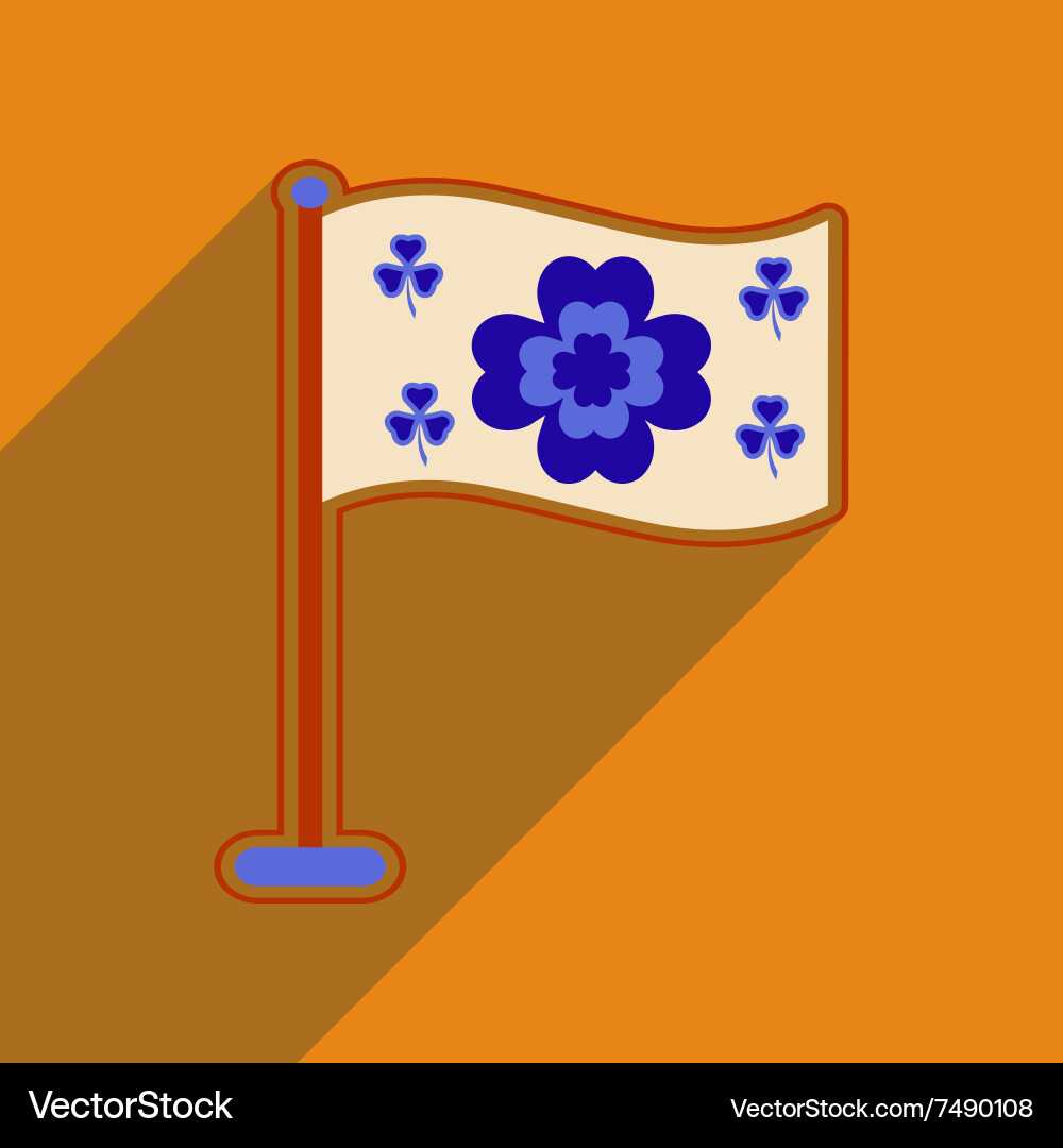 Flat web icon with long shadow flag clover Vector Image
