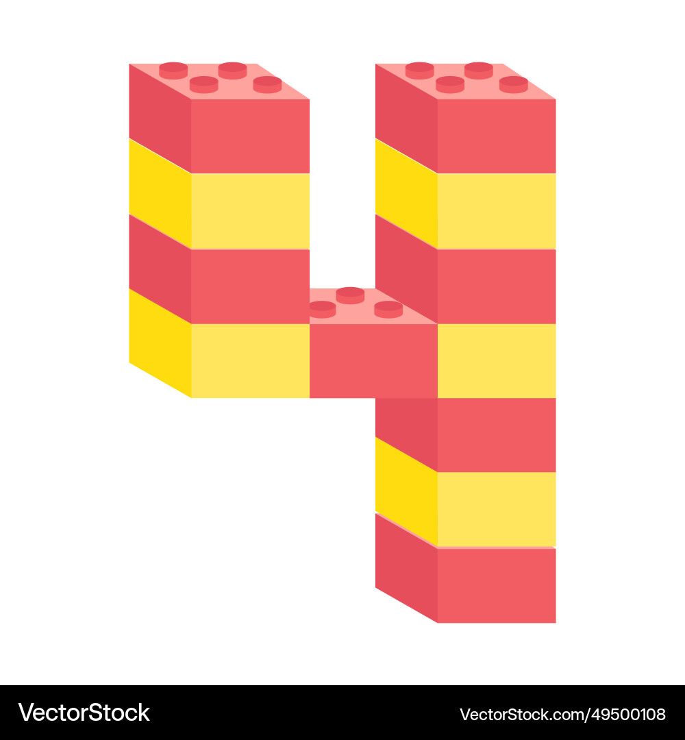 Four built from colorful plastic building blocks Four built from colorful plastic building blocks vector image