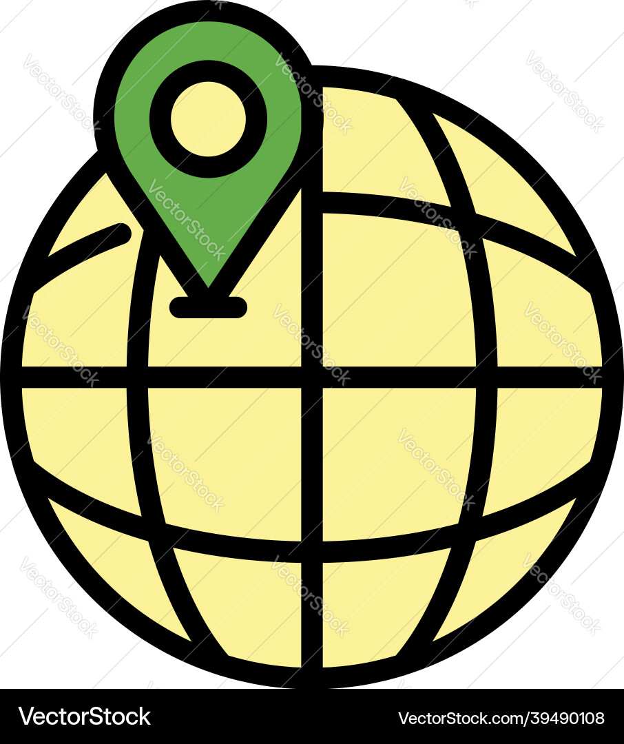 Globe and location icon color outline Globe and location icon color outline vector image