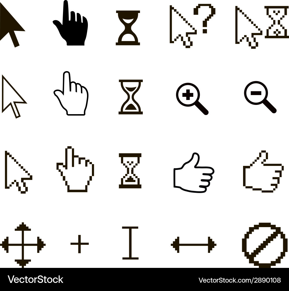 Hand Cursor Icons - Zoom & Pointer vector image