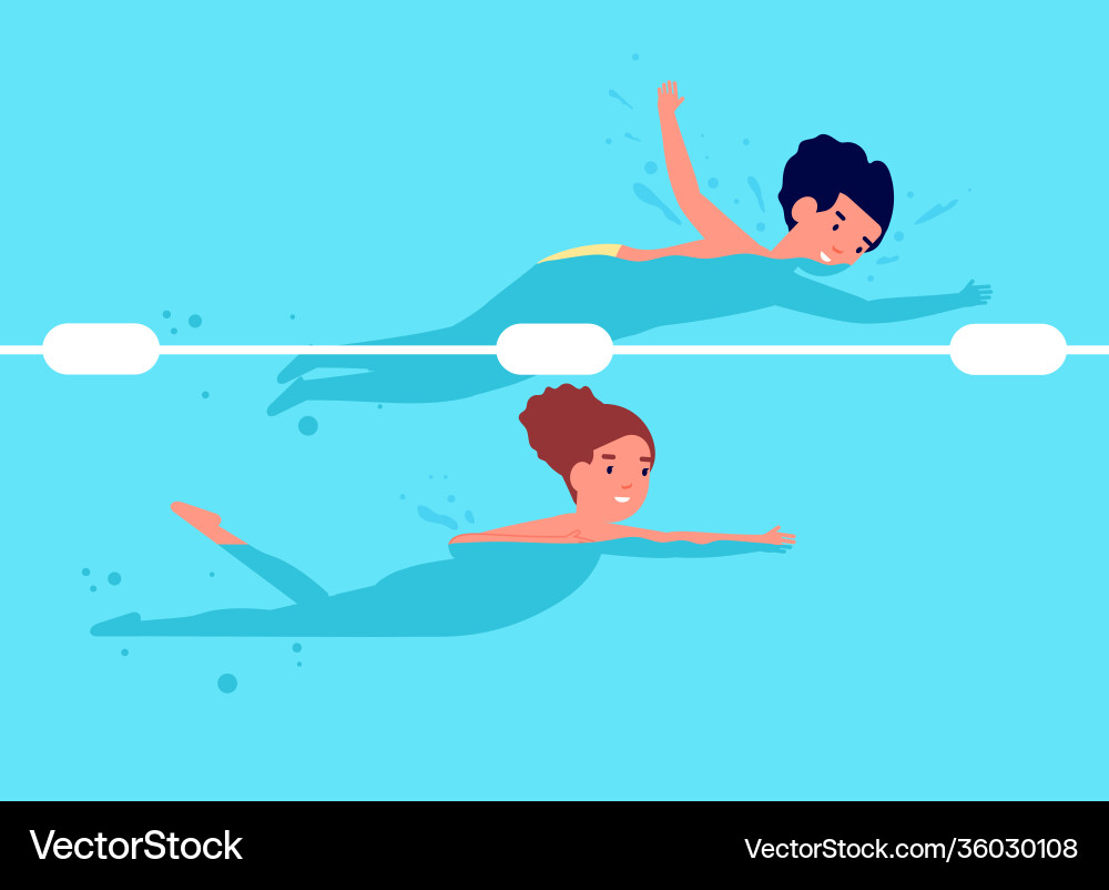 Kinder schwimmen Cartoon glücklich Kinder schwimmen Cartoon glücklich vektorbild