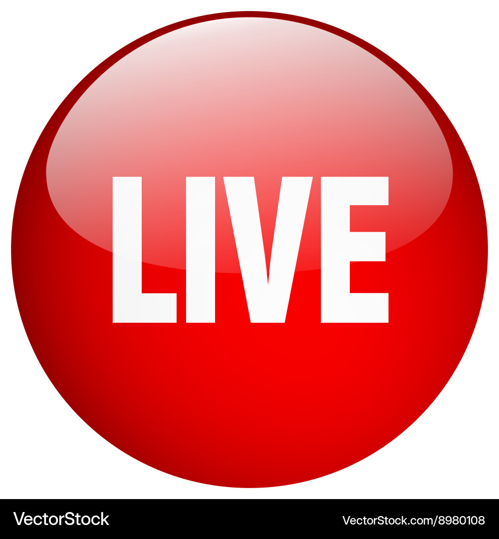 Live red round gel isolated push button vector image