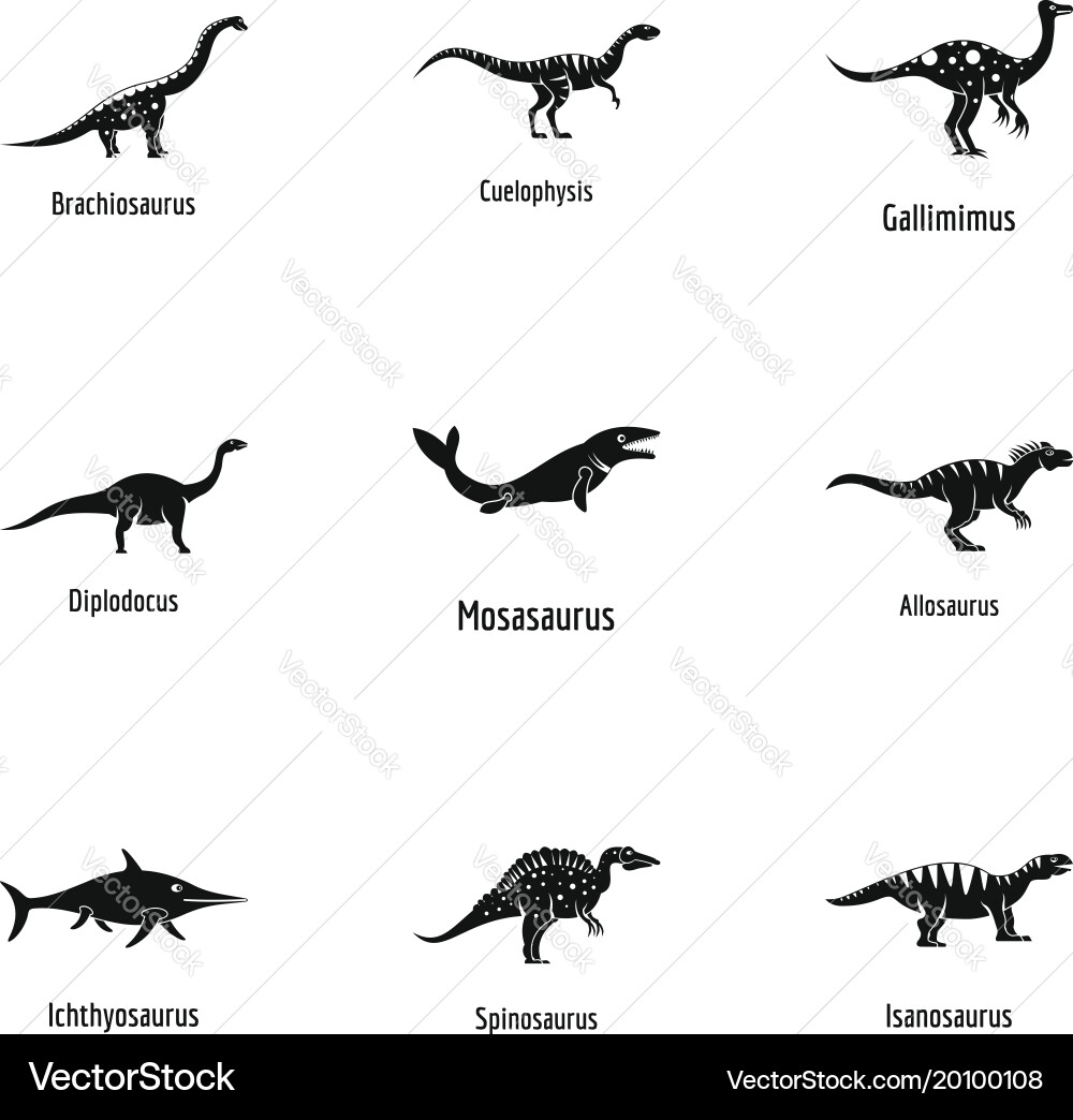 Lizard icons set simple style Vector Image