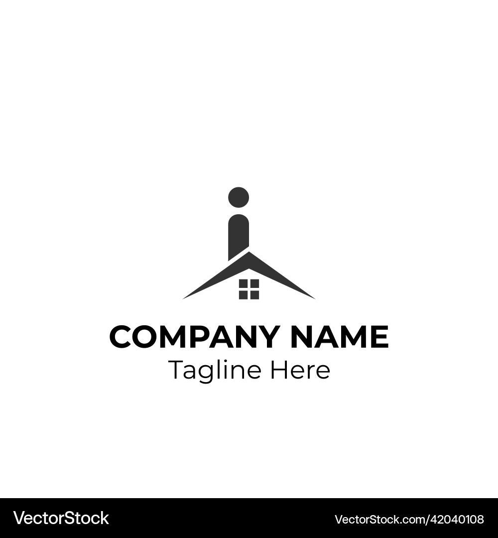 Logogram i with house element Logogram i with house element vector image