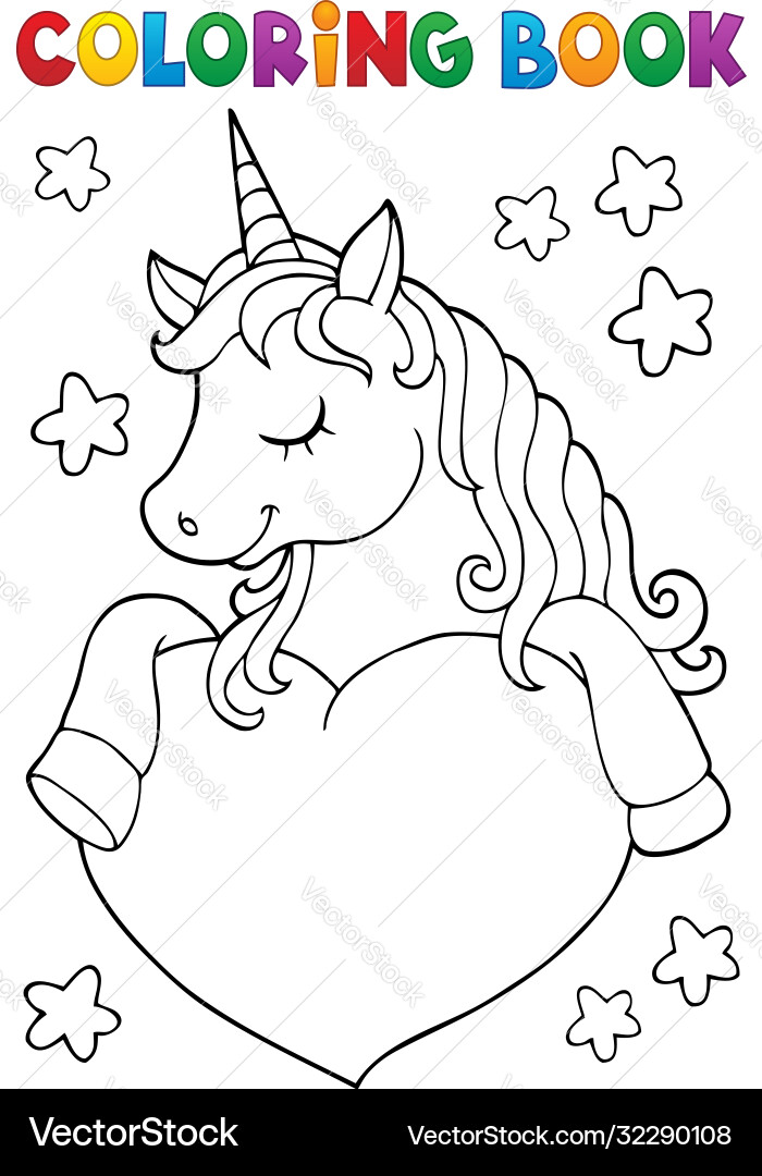 Malbuch Einhorn und Herz 1 Malbuch Einhorn und Herz 1 vektorbild