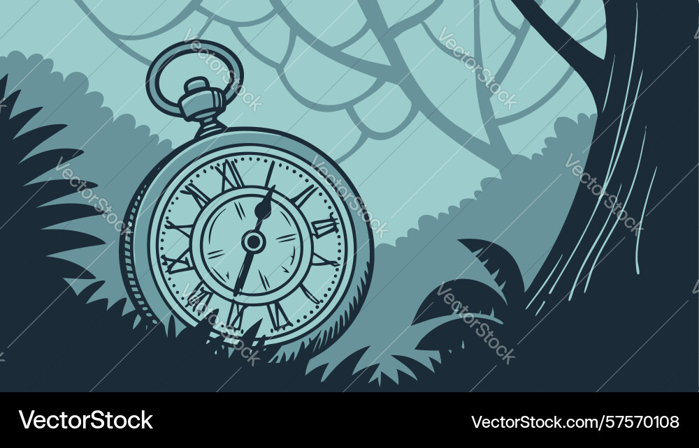 Mystical forest chronometer design generative ai Vector Image
