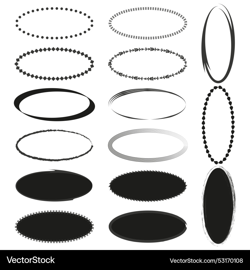 Oval frames collection various elliptical border Oval frames collection various elliptical border vector image