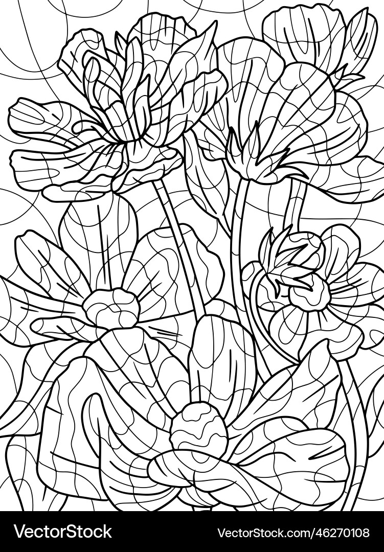 Papavér Color Page - Floral Zentangle – Royalty-Free Vector | VectorStock, image size:751x1080