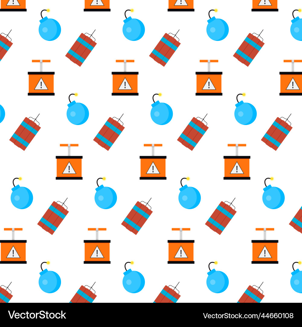 Pattern seamless background with tnt and bomb fuse Pattern seamless background with tnt and bomb fuse vector image