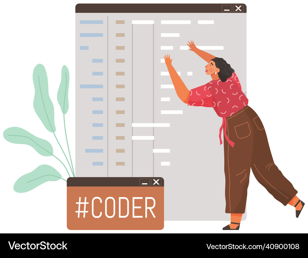 Programmer engineering and coding set Programmer engineering and coding set vector image