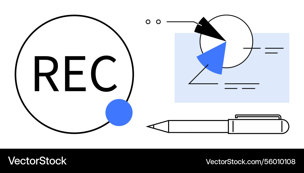Recording indicator with pen and analytic chart vector image