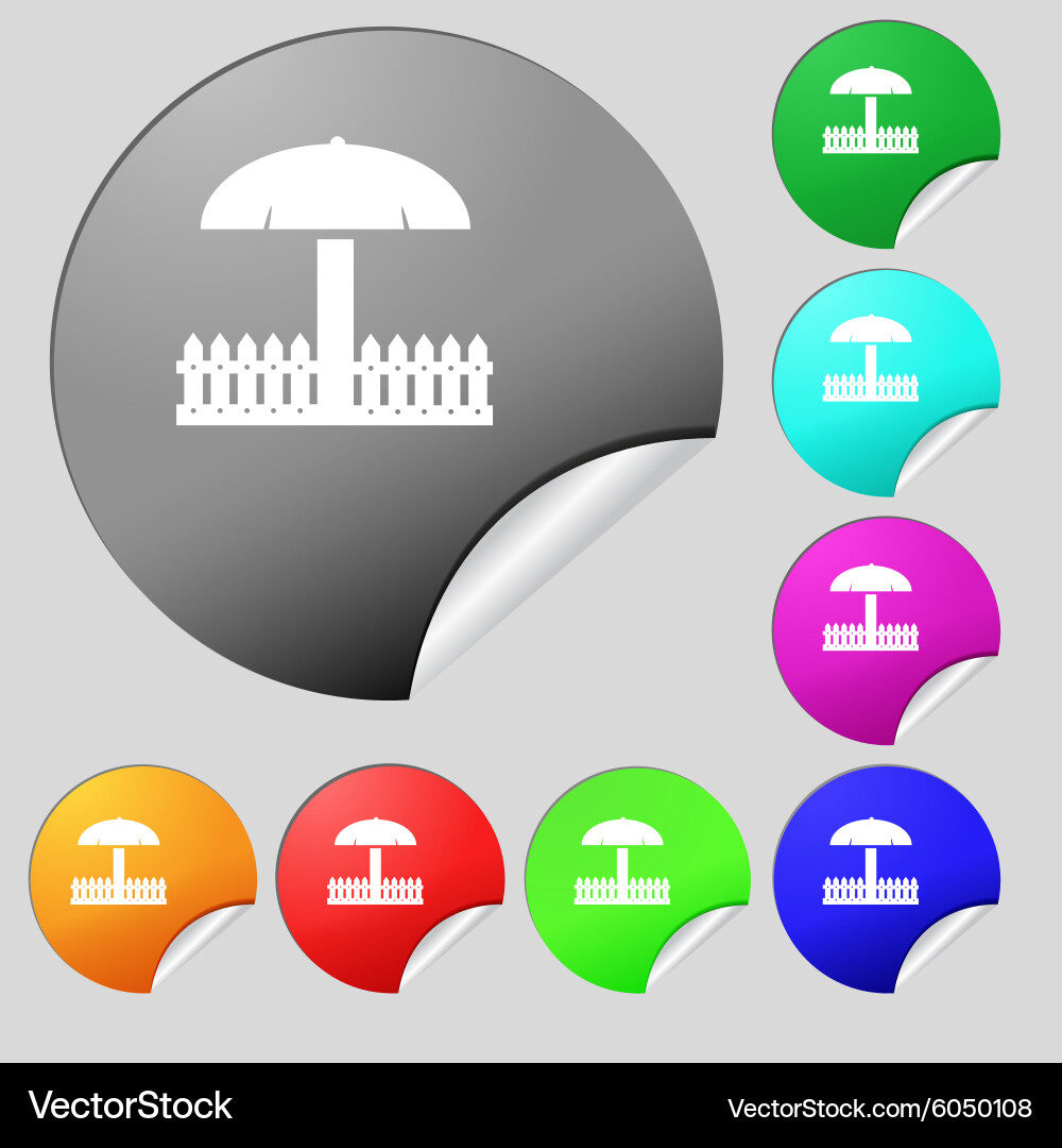 Sandbox icon sign set of eight multi colored round Vector Image