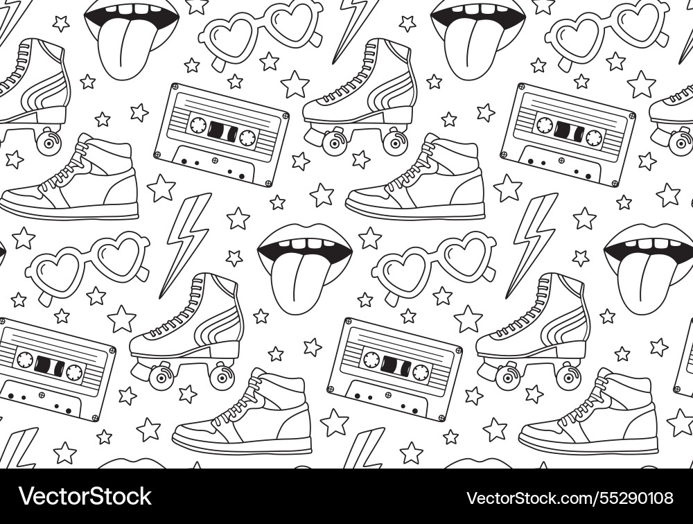 Seamless doodle pattern with retro elements Vector Image