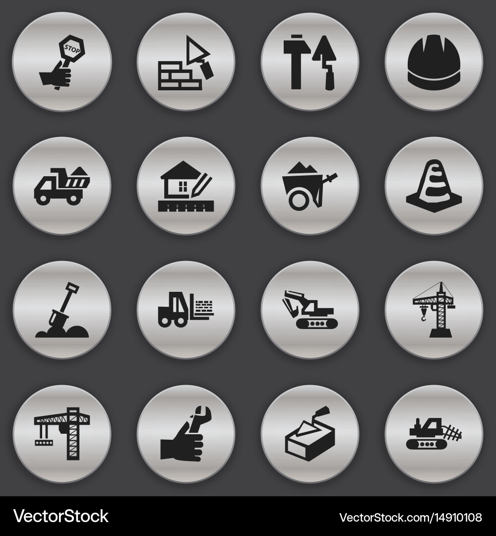 Set of 16 editable building icons includes vector image