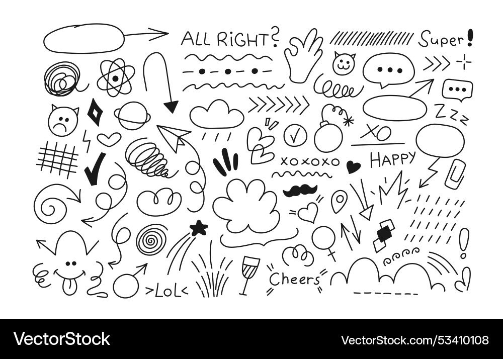 Set of doodle elements simple sketch symbols Set of doodle elements simple sketch symbols vector image