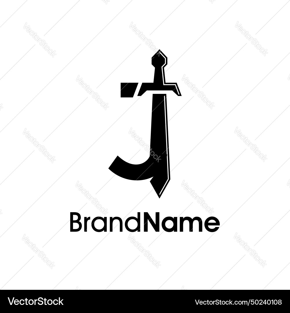Simple and modern initial j sword logo Simple and modern initial j sword logo vector image