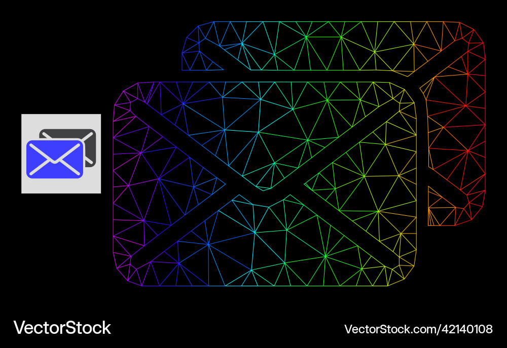 Spectral gradiented polygonal net letters icon vector image
