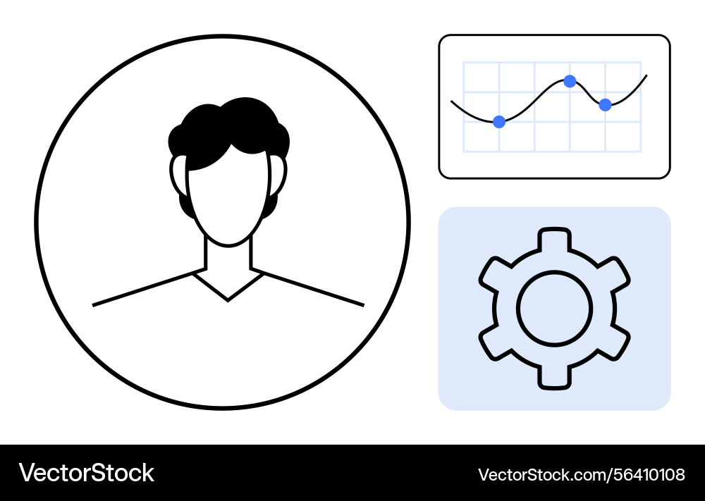 User profile with analytics graph and gear User profile with analytics graph and gear vector image