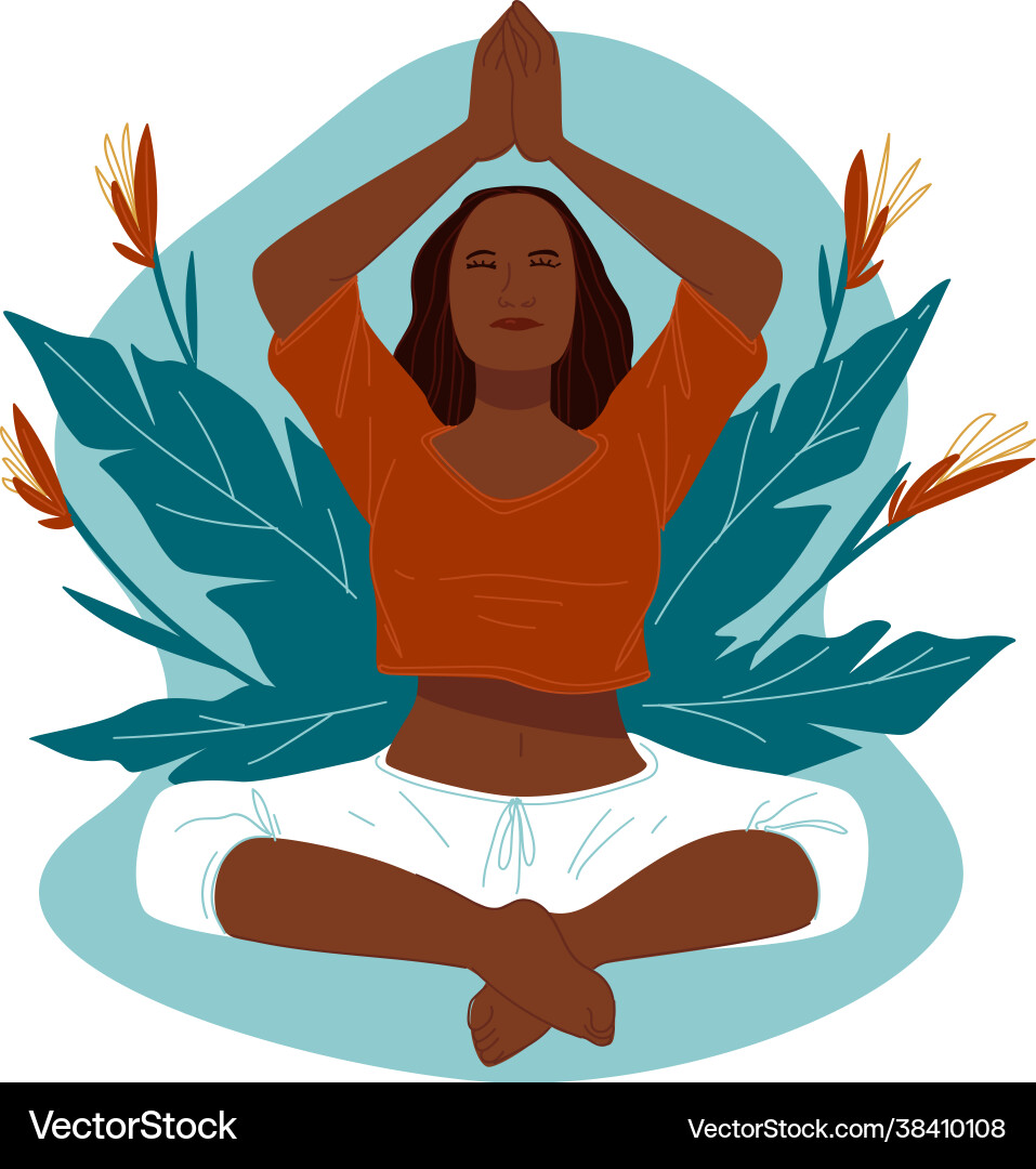 Yoga-Praxis Frau meditieren weiblichen Charakter Yoga-Praxis Frau meditieren weiblichen Charakter vektorbild