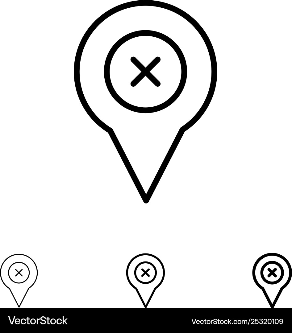 Add pin location map bold and thin black line Vector Image