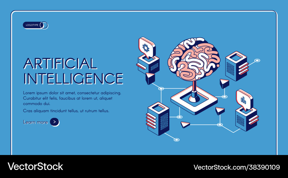 Artificial intelligence isometric landing page Vector Image