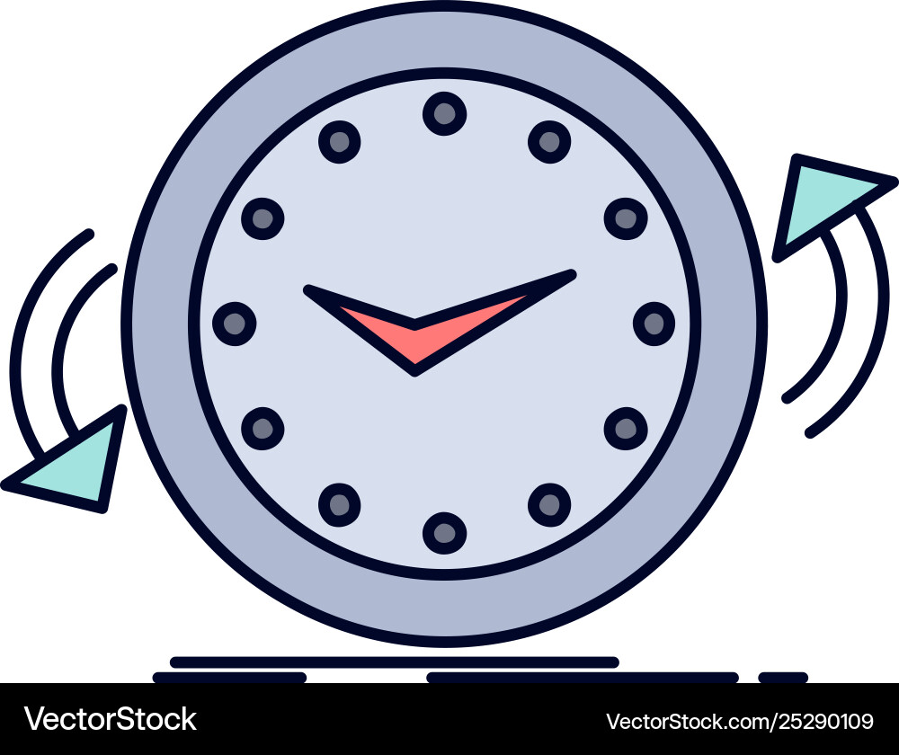 Backup clock clockwise counter time flat color Backup clock clockwise counter time flat color vector image