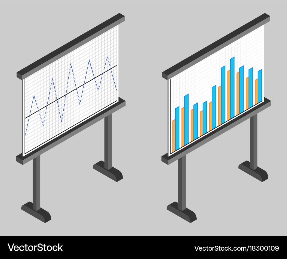 Business chart board set of graphs data vector image