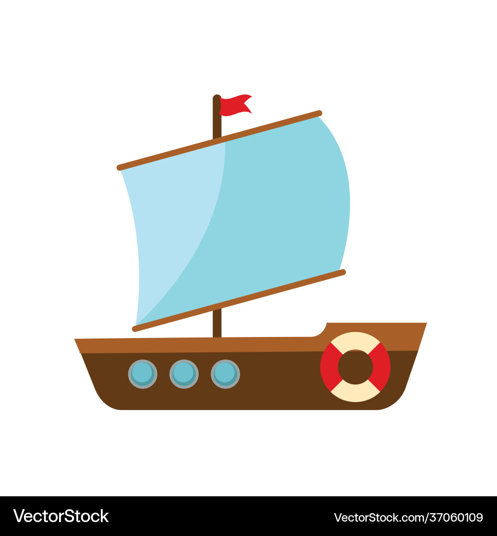 Children s cute ship simple icon vector image