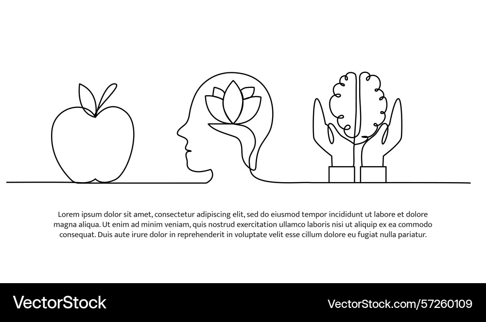 Continuous line design of concern for brain Continuous line design of concern for brain vector image
