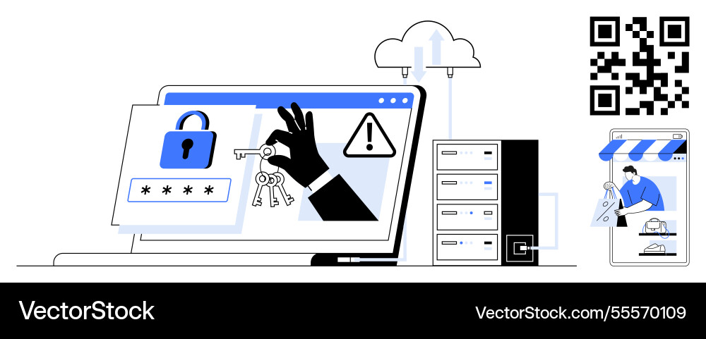 Cybersecurity and data protection visualization Cybersecurity and data protection visualization vector image