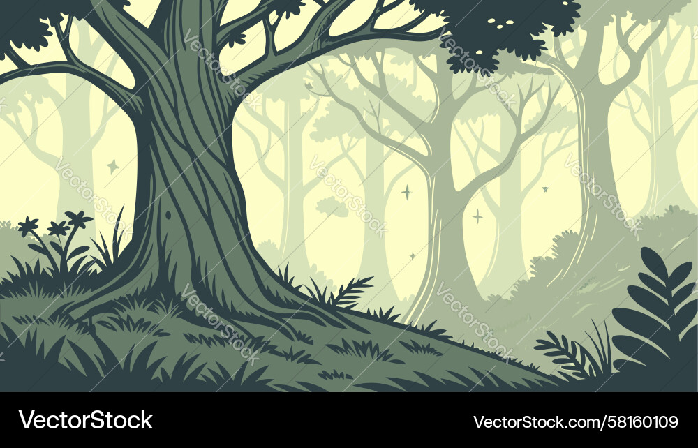 Dark Twisted Forest Path Vector Image