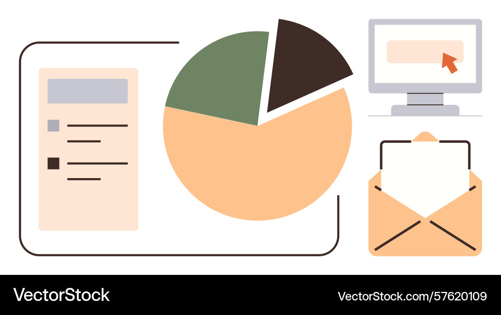 Data analysis and communication with chart email Data analysis and communication with chart email vector image