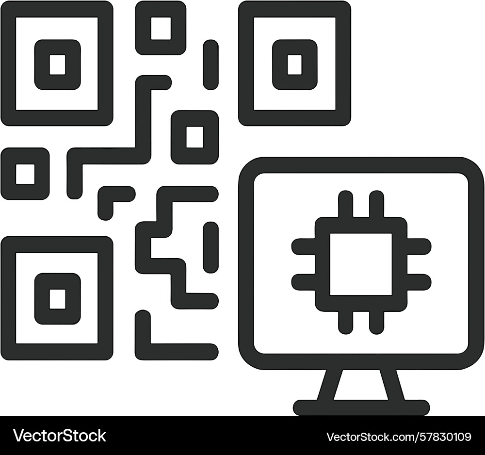 Digitale qr-Codes auf einem Computerbildschirm angezeigt Digitale qr-Codes auf einem Computerbildschirm angezeigt Vektorbild