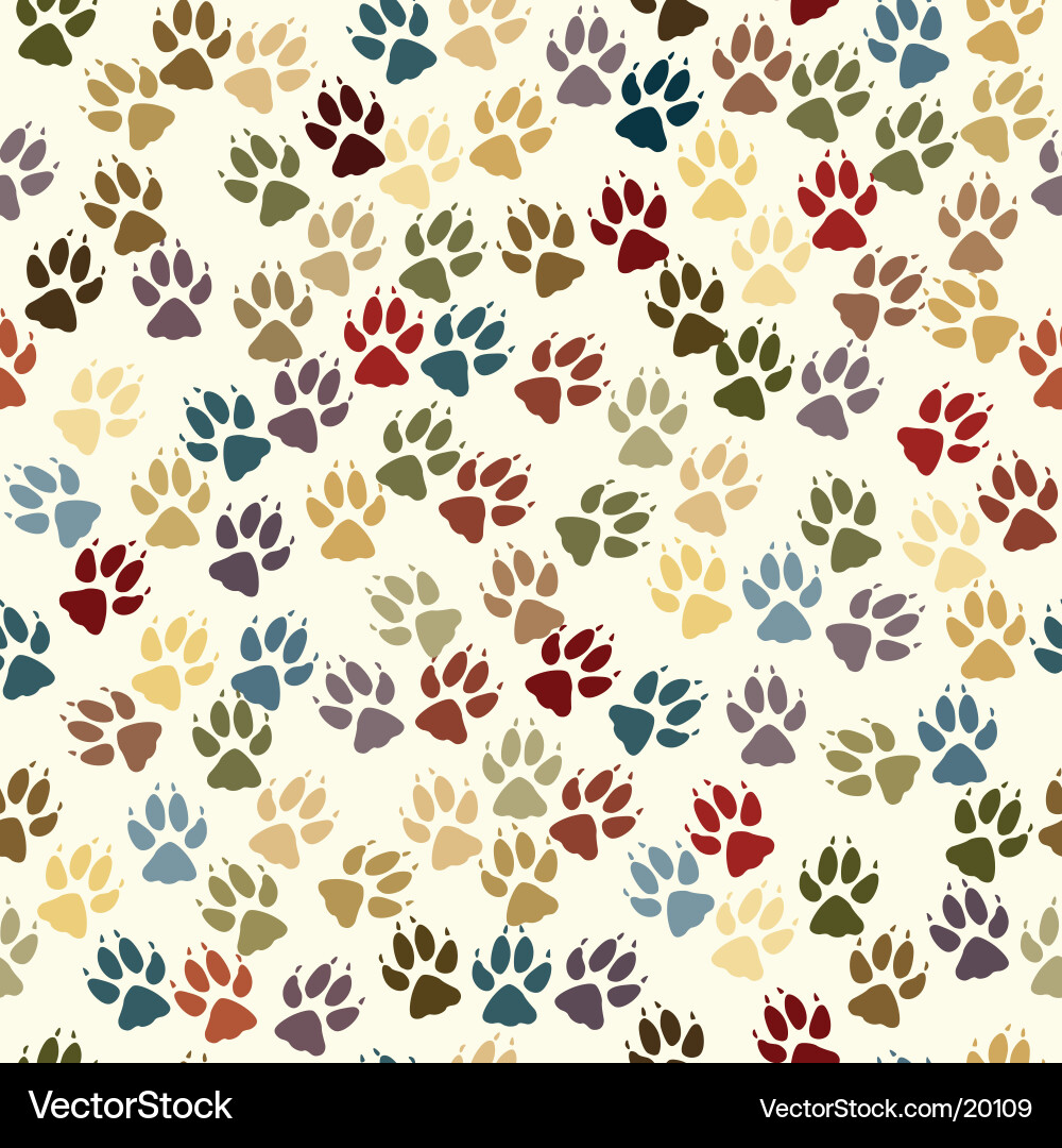 Dog Paw Print Seamless Tile vector image