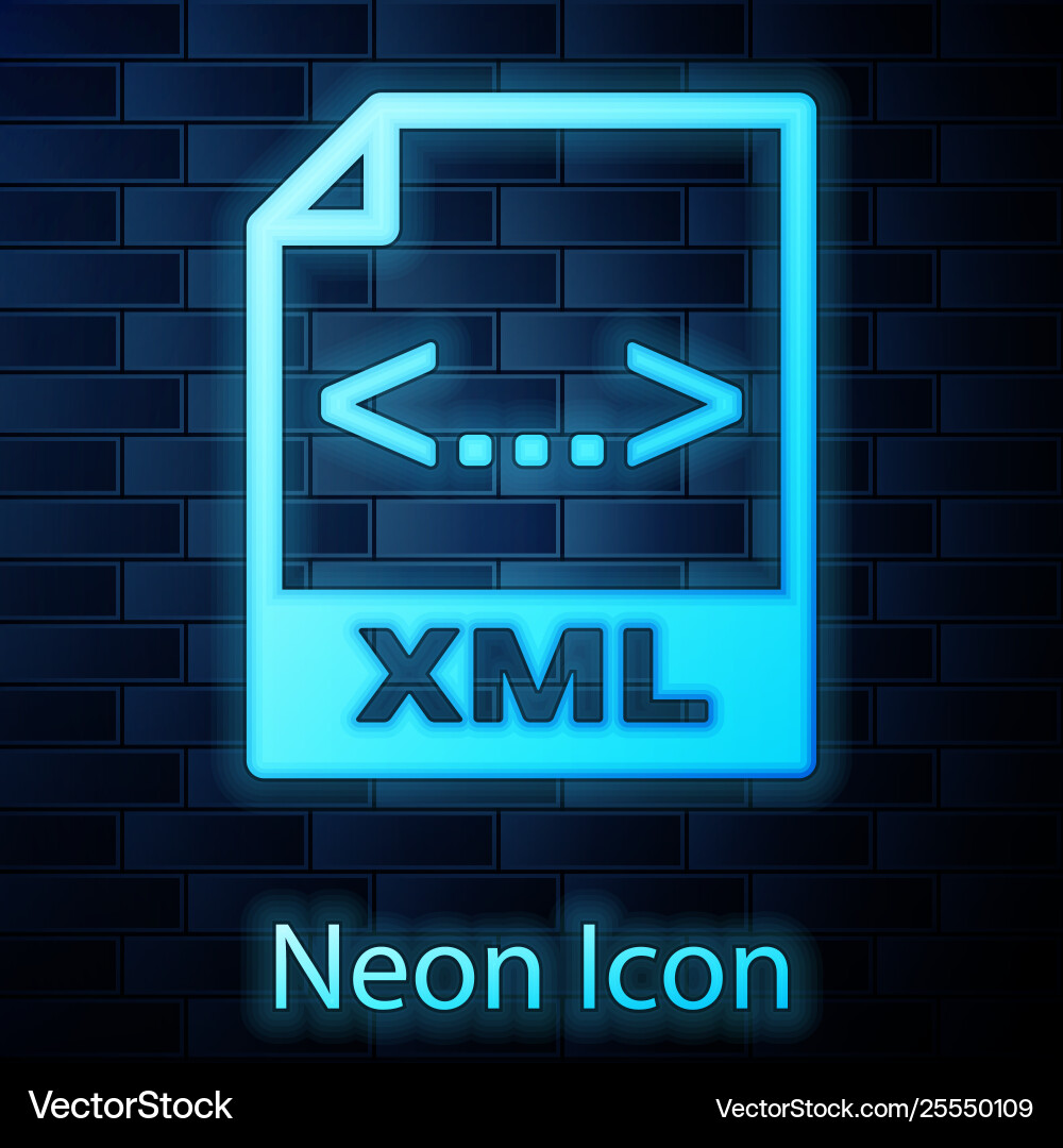 Glowing neon xml file document icon download Glowing neon xml file document icon download vector image