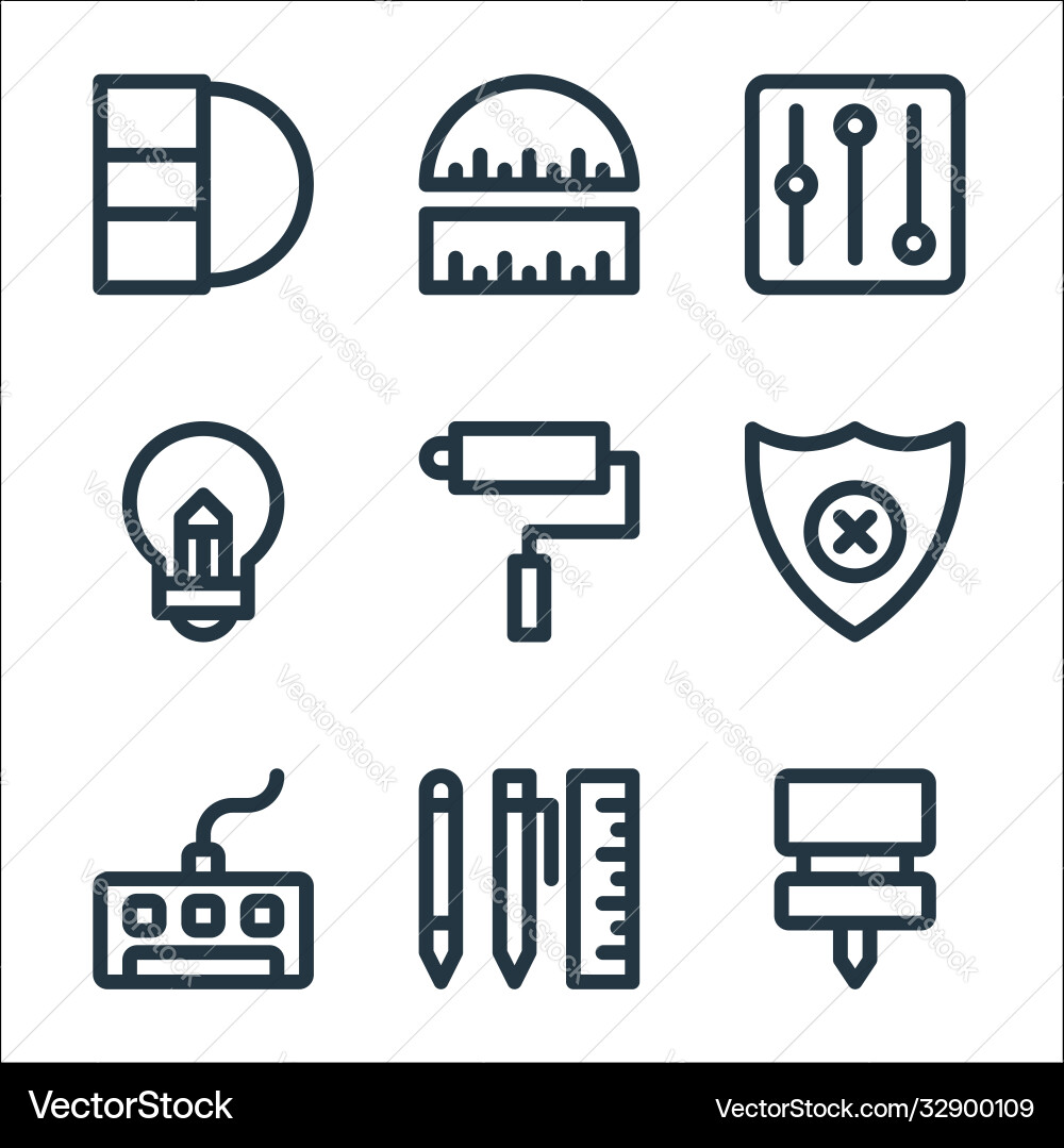 Graphic design line icons linear set quality Graphic design line icons linear set quality vector image