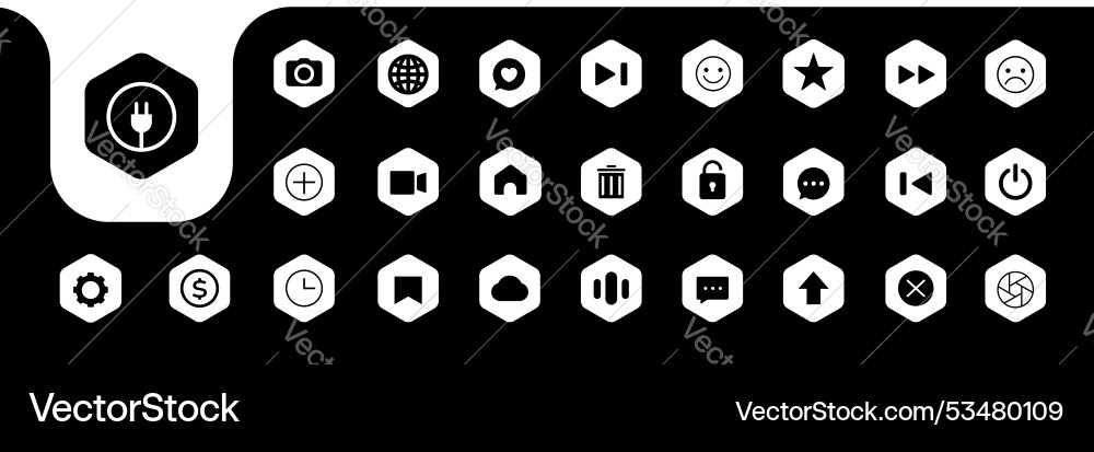Hexagonal icon set collection design Vector Image