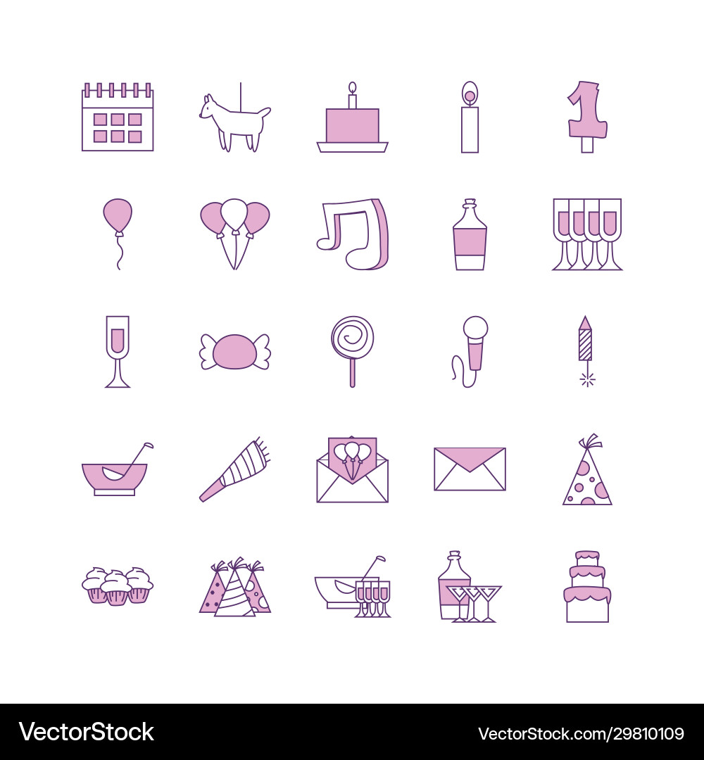 Isolated party line fill style icon set Isolated party line fill style icon set vector image