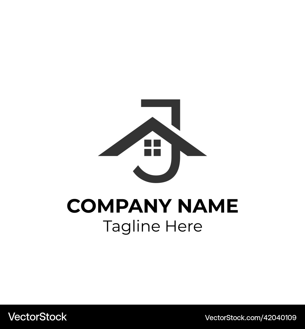 Logogram j with house element Logogram j with house element vector image