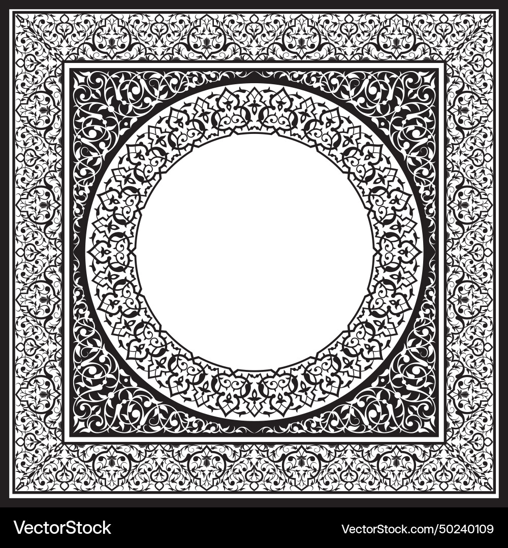 Ornamental design pattern on square frame Ornamental design pattern on square frame vector image
