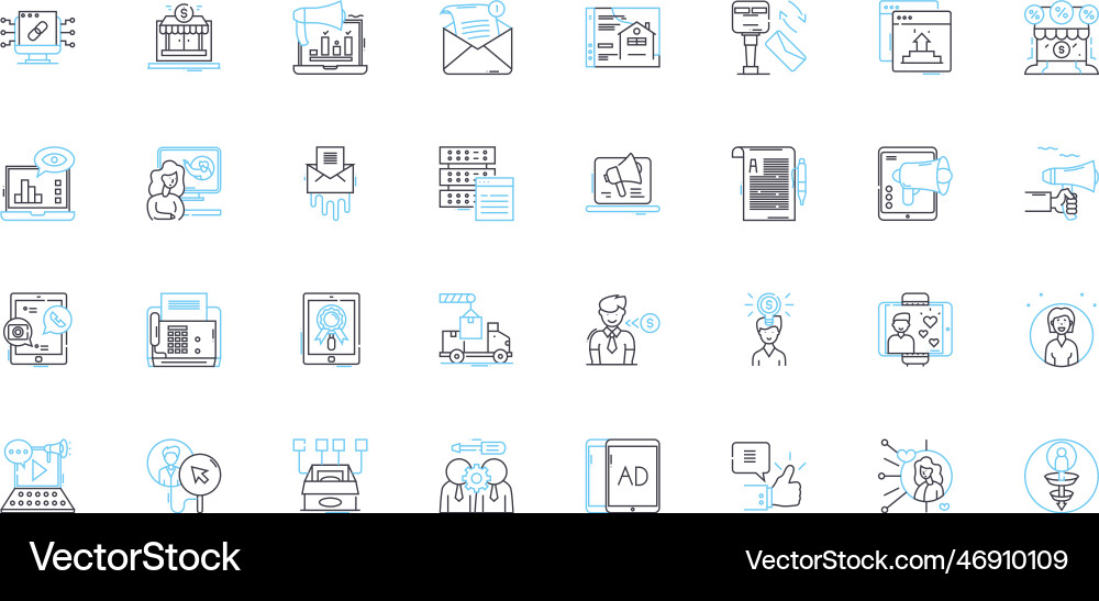Planning execution linear icons set logistics Planning execution linear icons set logistics vector image
