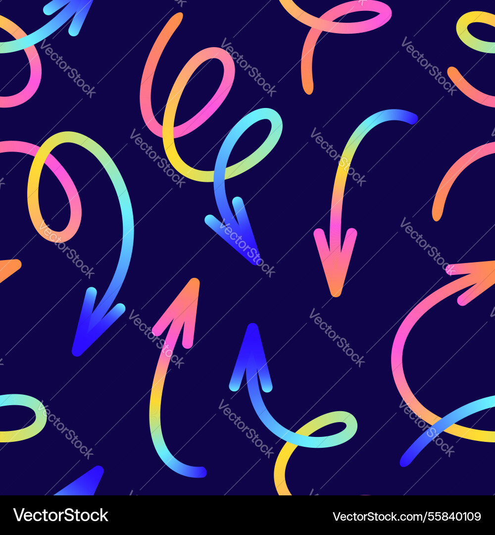 Seamless pattern of colorful gradient arrow vector image