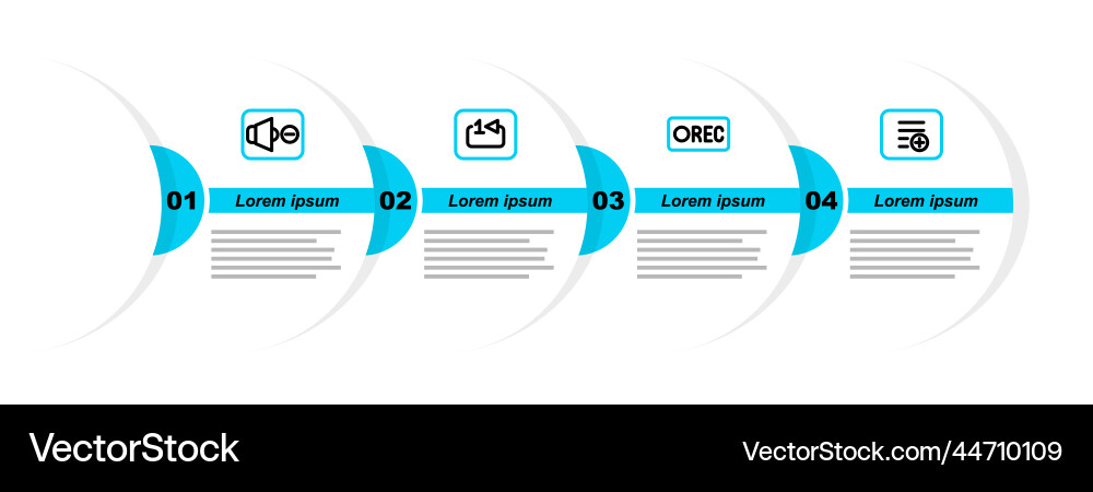 Set line add to playlist record button repeat Set line add to playlist record button repeat vector image