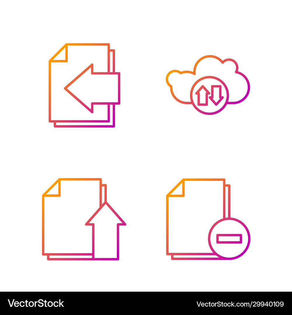 Set line document with minus upload file Set line document with minus upload file vector image
