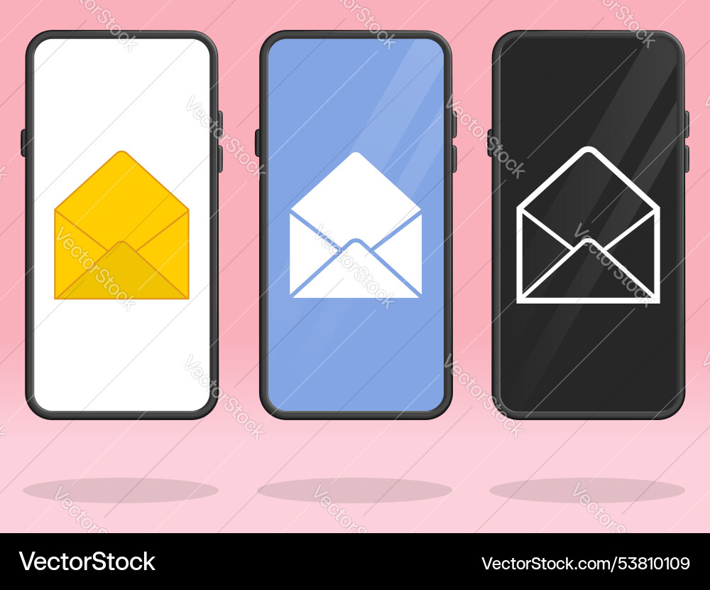 Smartphone email read opened envelop symbols Vector Image