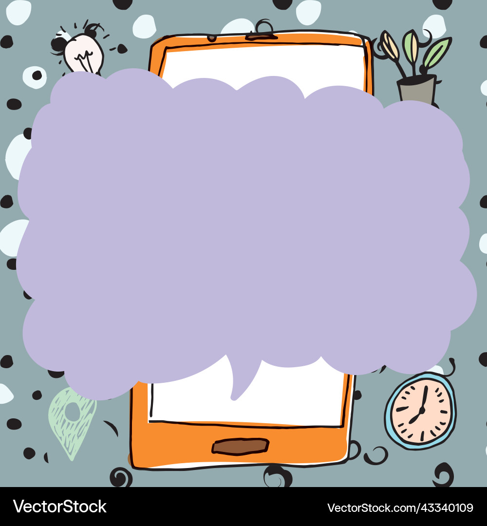 Speech bubble with important message above mobile Speech bubble with important message above mobile vector image