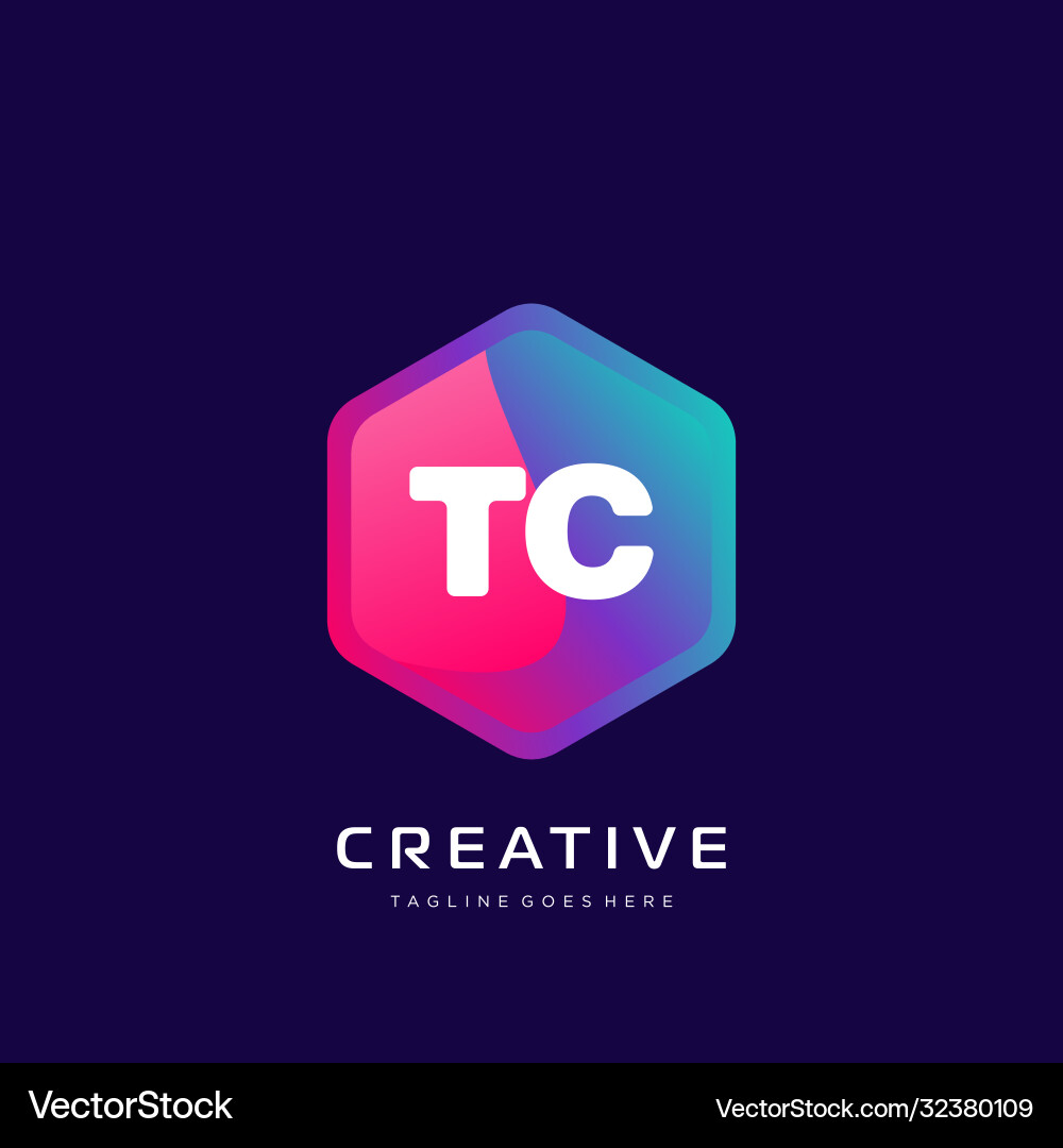 Tc initial logo with colorful template Vector Image